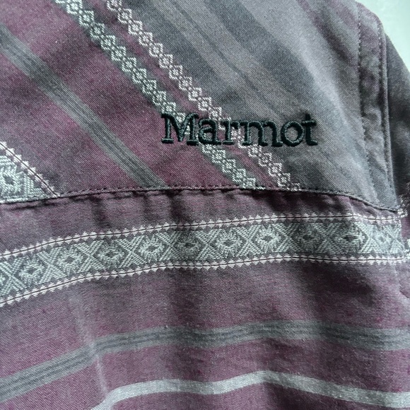 WOMENS MARMOT WOVEN GRAY STRIPE BUTTON DOWN COLLARED FLANNEL SHIRT SIZE XL - Picture 4 of 10